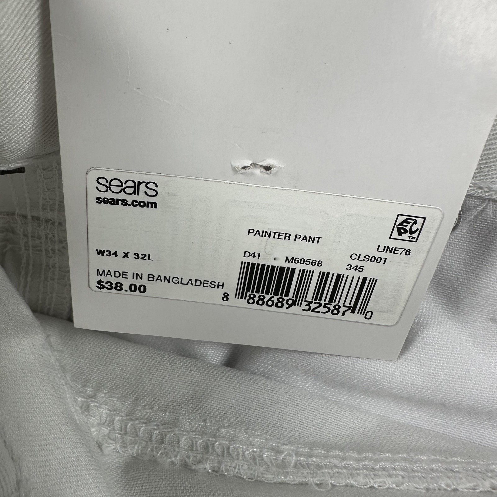 Craftsman Painter Pants Mens 34×32 White Teflon Canvas Work Carpenter Utility