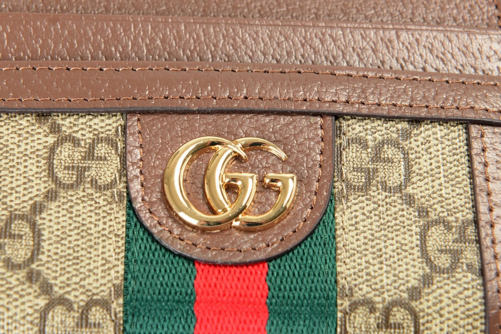Gucci Women’s Ophidia GG Leather Trimmed Zip Around Wallet Card Case