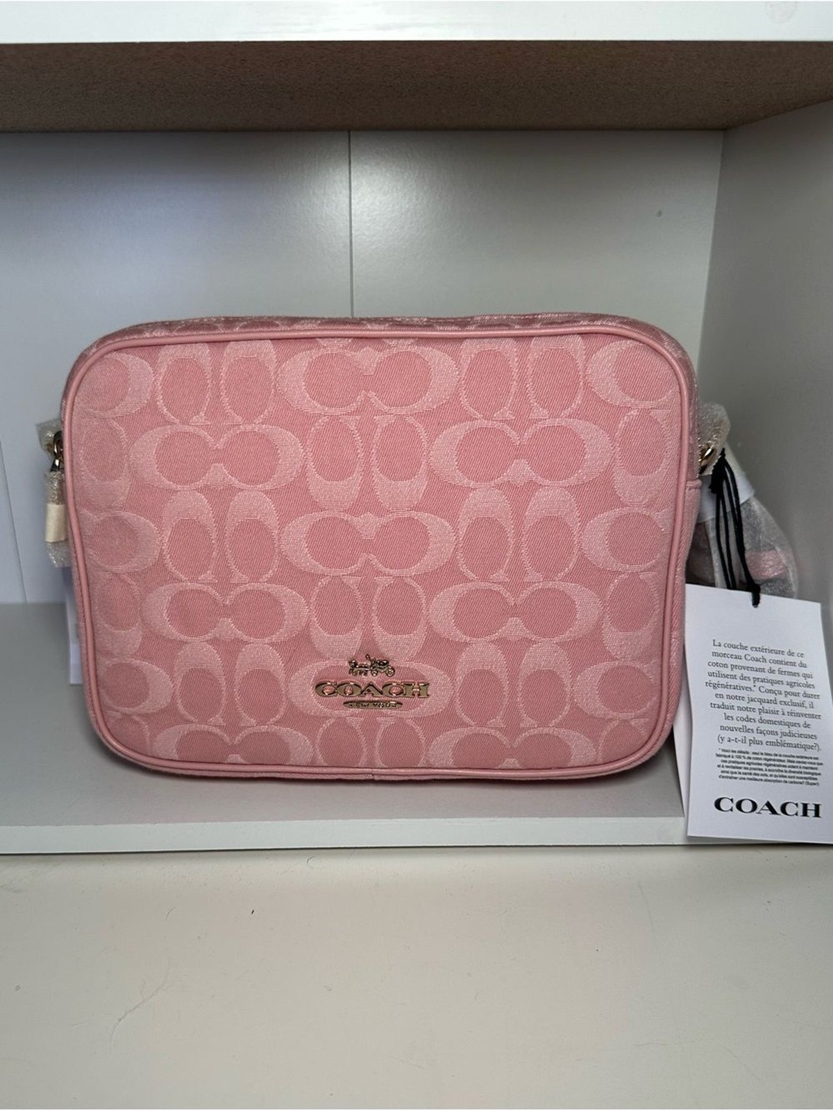 Coach Carey Shoulder Crossbody Bag Signature Pink Denim