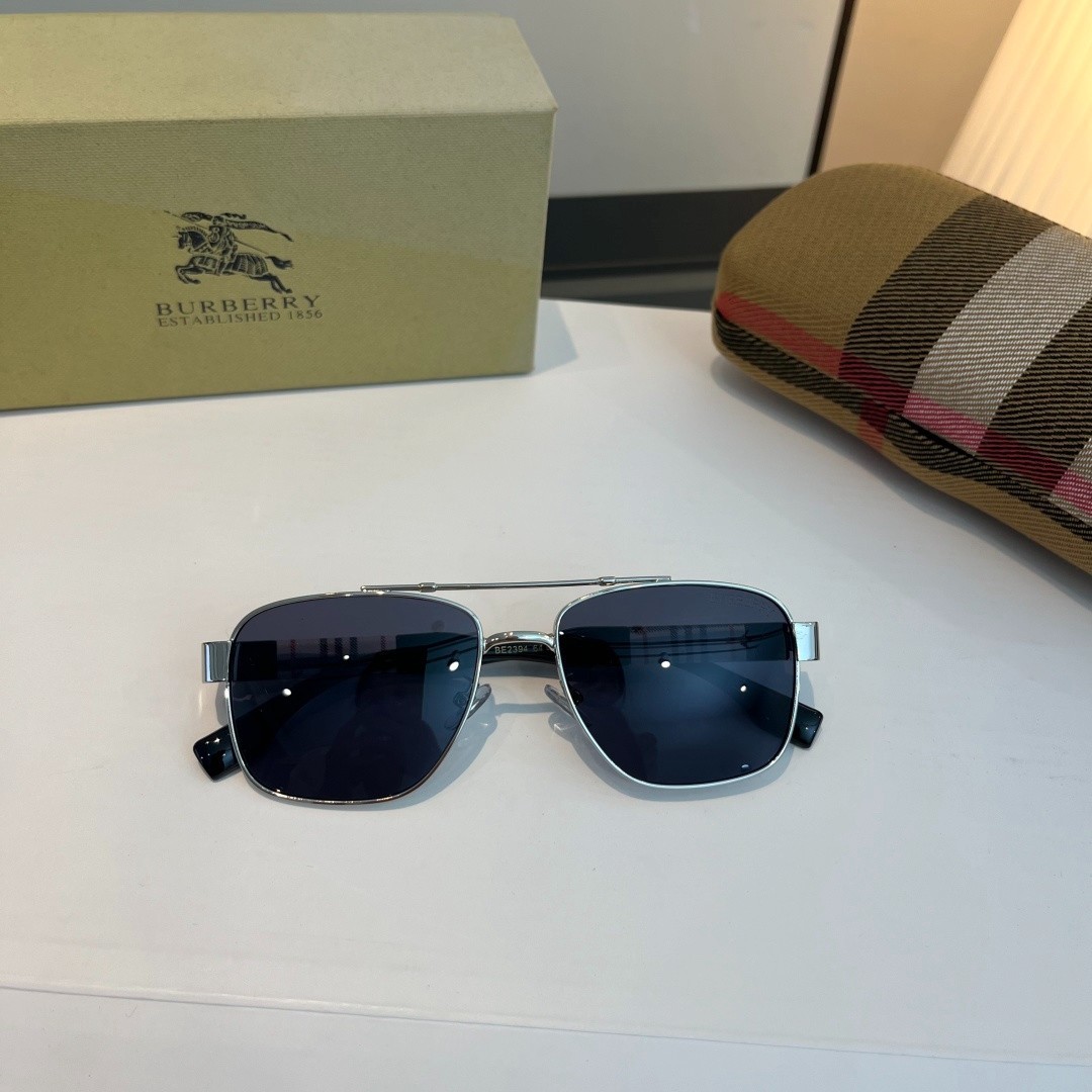 Burberry BE2394 Sunglasses 64‑16‑143 Silver Frame Dark Blue Lens