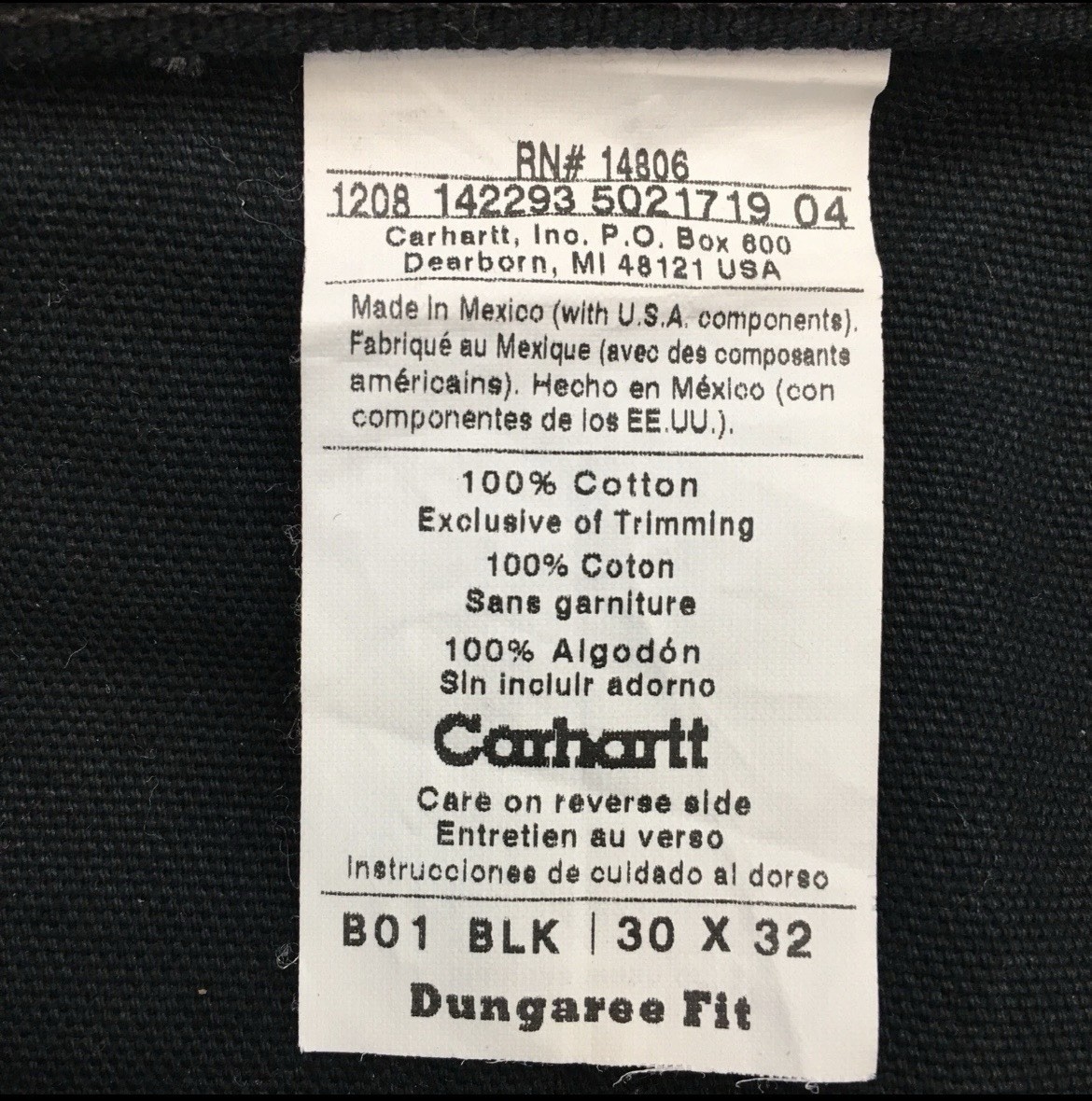 VINTAGE Carhartt B01 BLK Double Knee Logger Pants Black Duck Canvas Mens 30×32