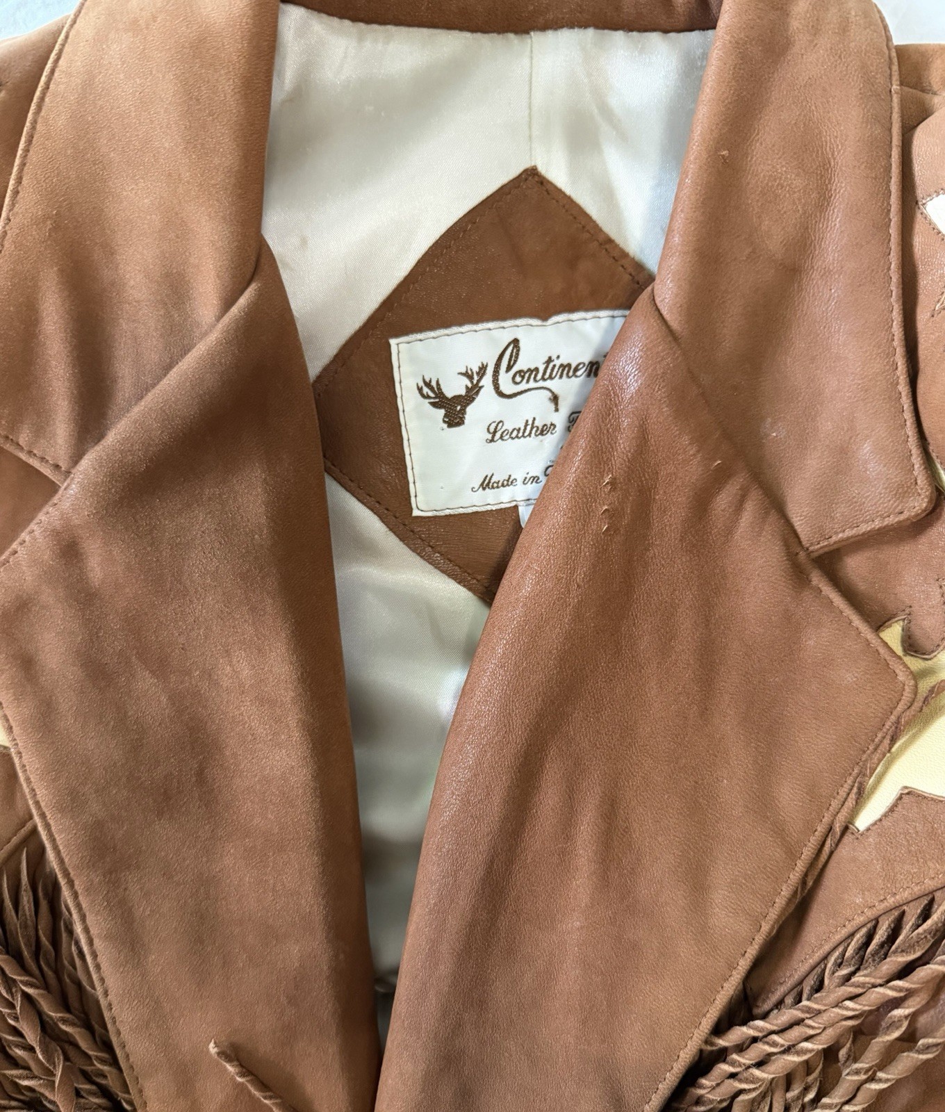 Vintage Continental Leather Fashions Western Fringe Jacket USA Buffalo Nickel