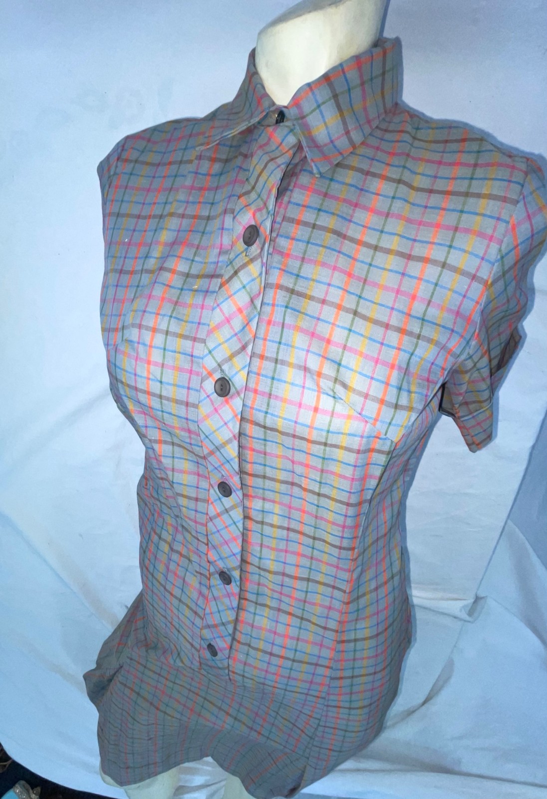 VTG 60S 70S WOMENS SMALL STRIPED UNIFORM BUTTON FRONT ROCKABILLY SCOOTER DRESS