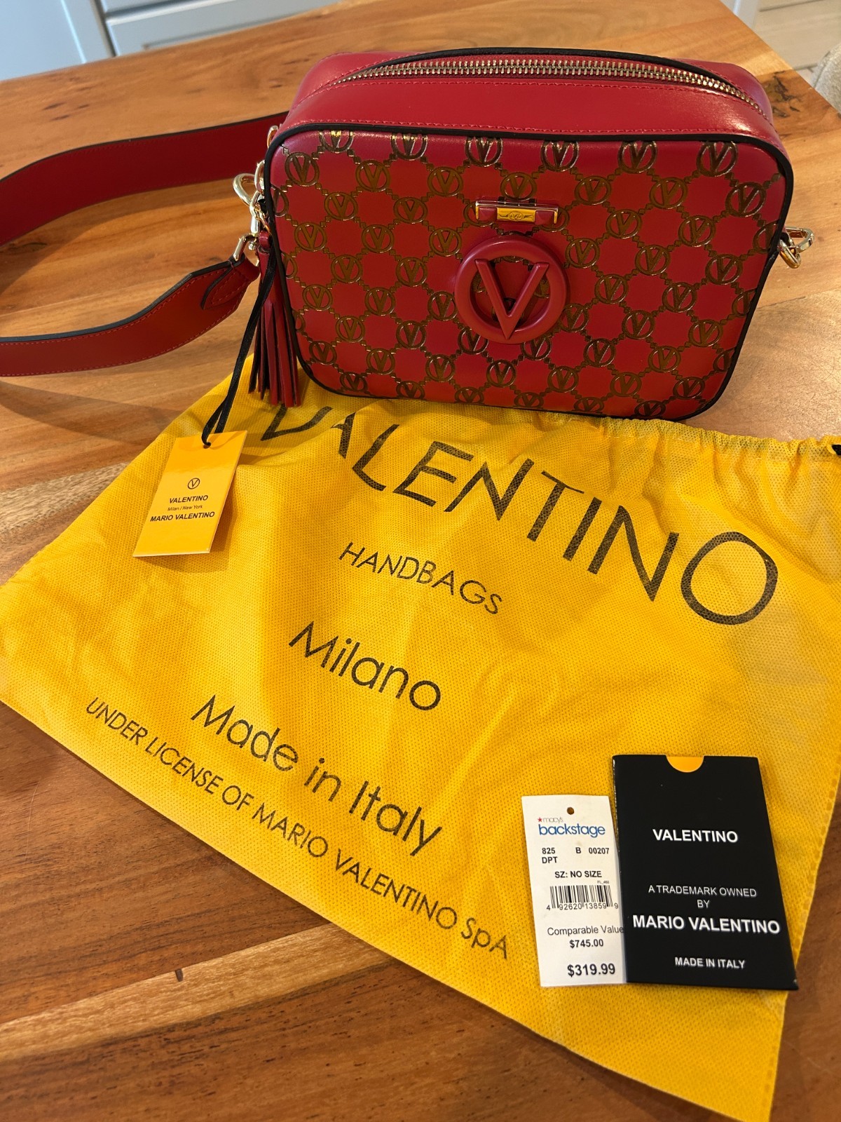 Valentino Babette Monogram Crossbody Bag Red/Dark Magenta Brand New