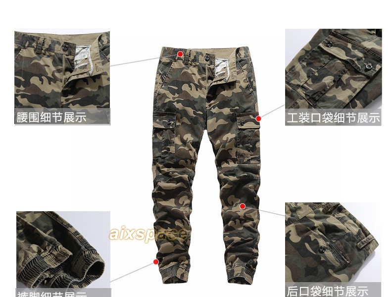 Men’s Casual Long Pants Cargo Cotton Spring Camouflage Outdoor Sport Trouser Hot
