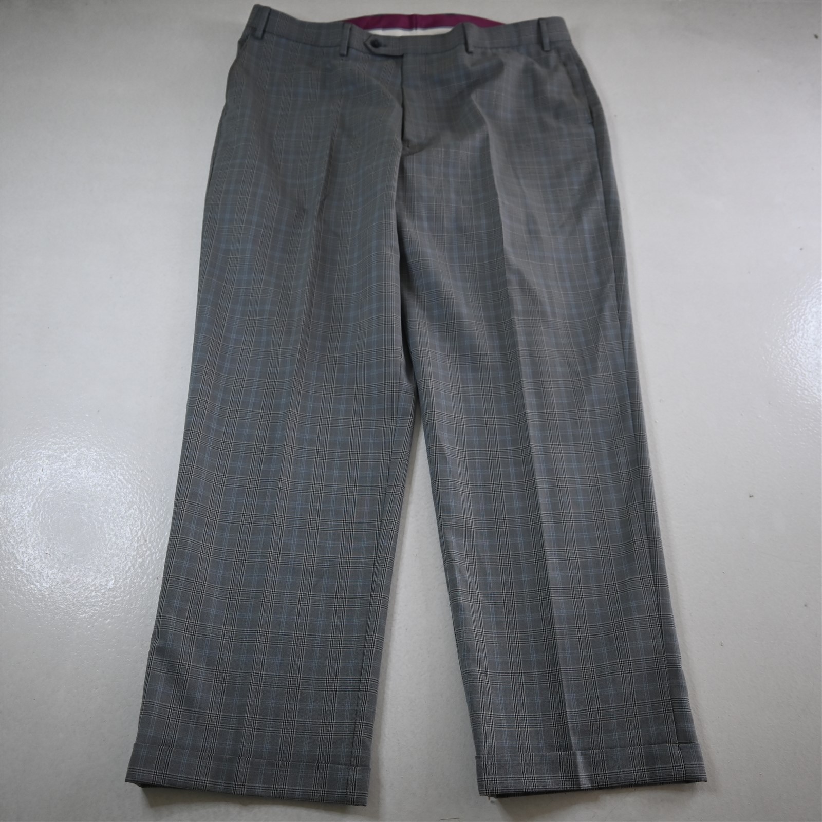Lineage 46R 40×32 Gray Plaid Double Breasted Mens Jacket Pants Suit