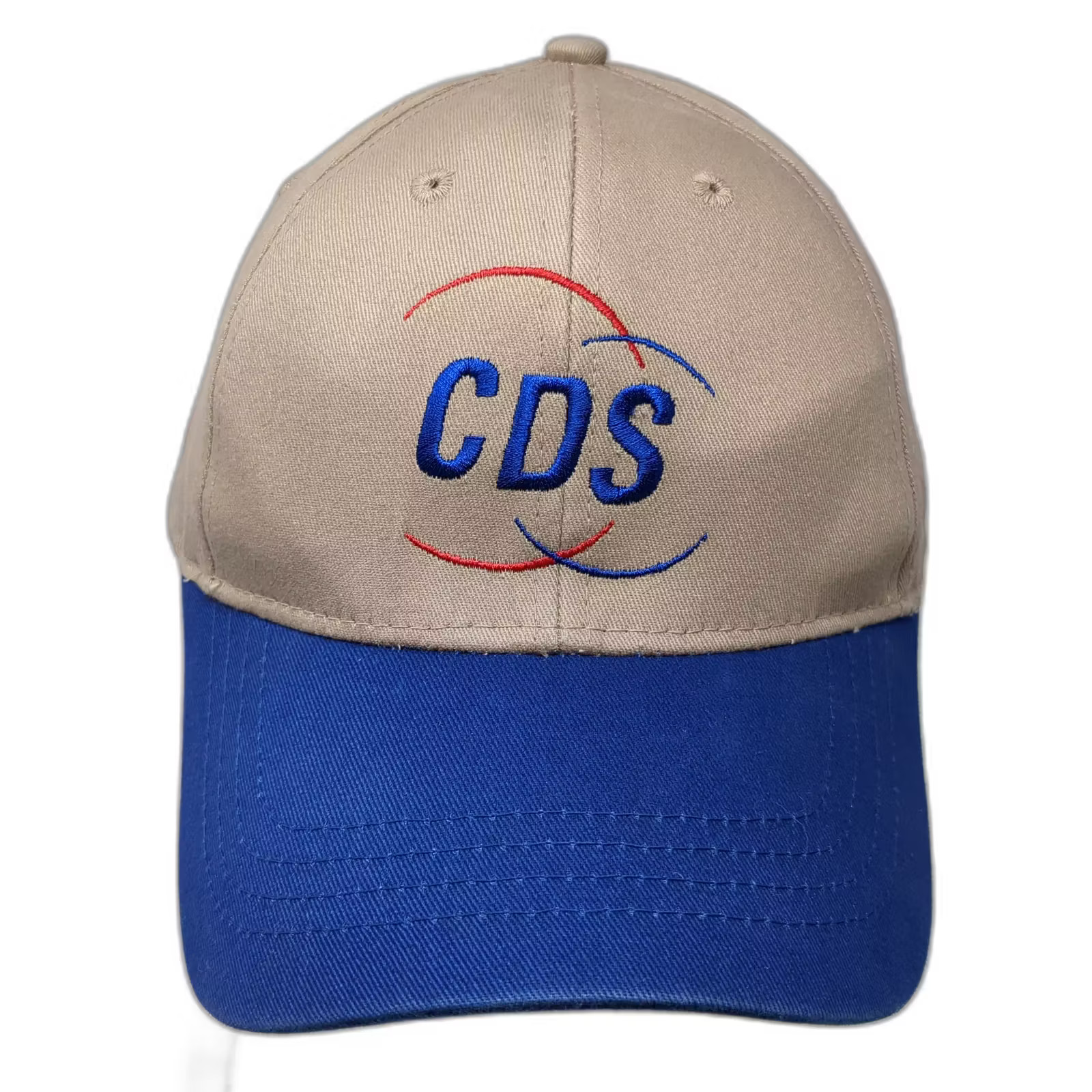 Beige Blue CDS Embroidered Adjustable Two Tone Baseball Cap One Size Hat
