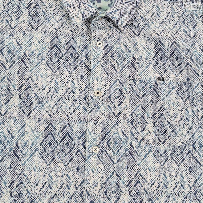 7 Diamonds 4-Way Stretch Button Up Shirt Mens XL Geometric Outer Limits Pattern