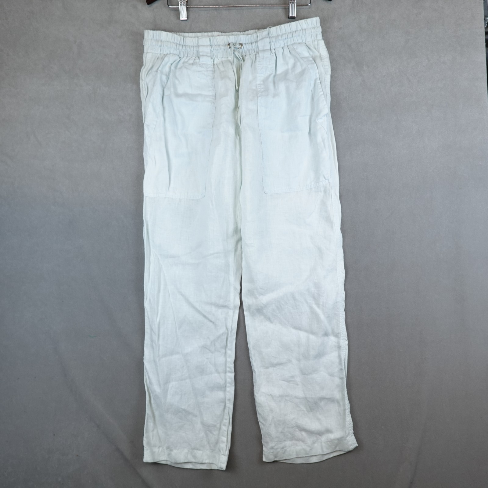 Pete & Greta By Johnny Was Pants 100% Linen Wide Leg Unisex Medium Light Blue