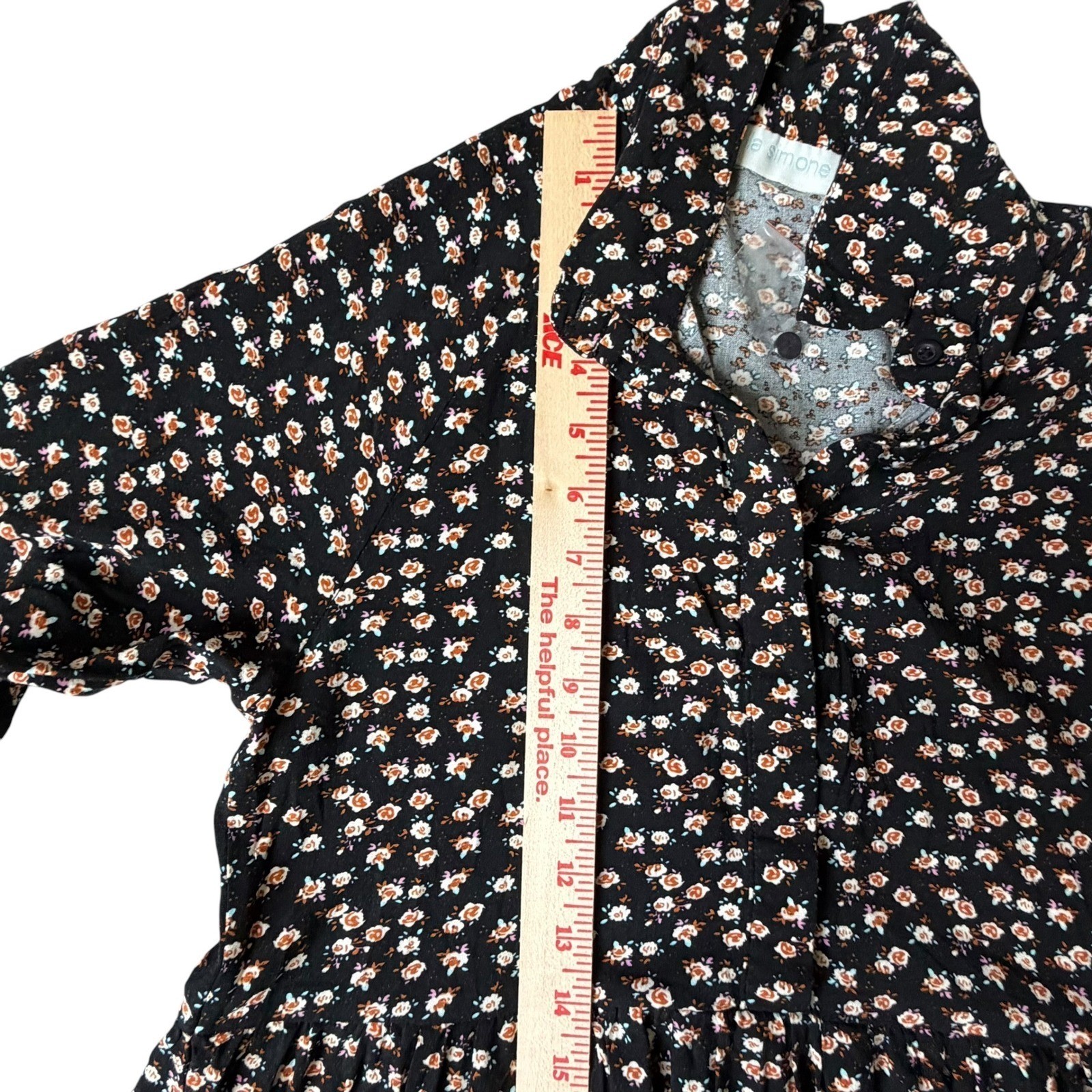 Cottagecore Prairie Ditsy Floral Size Small Collared Tiered Modest Midi Dress