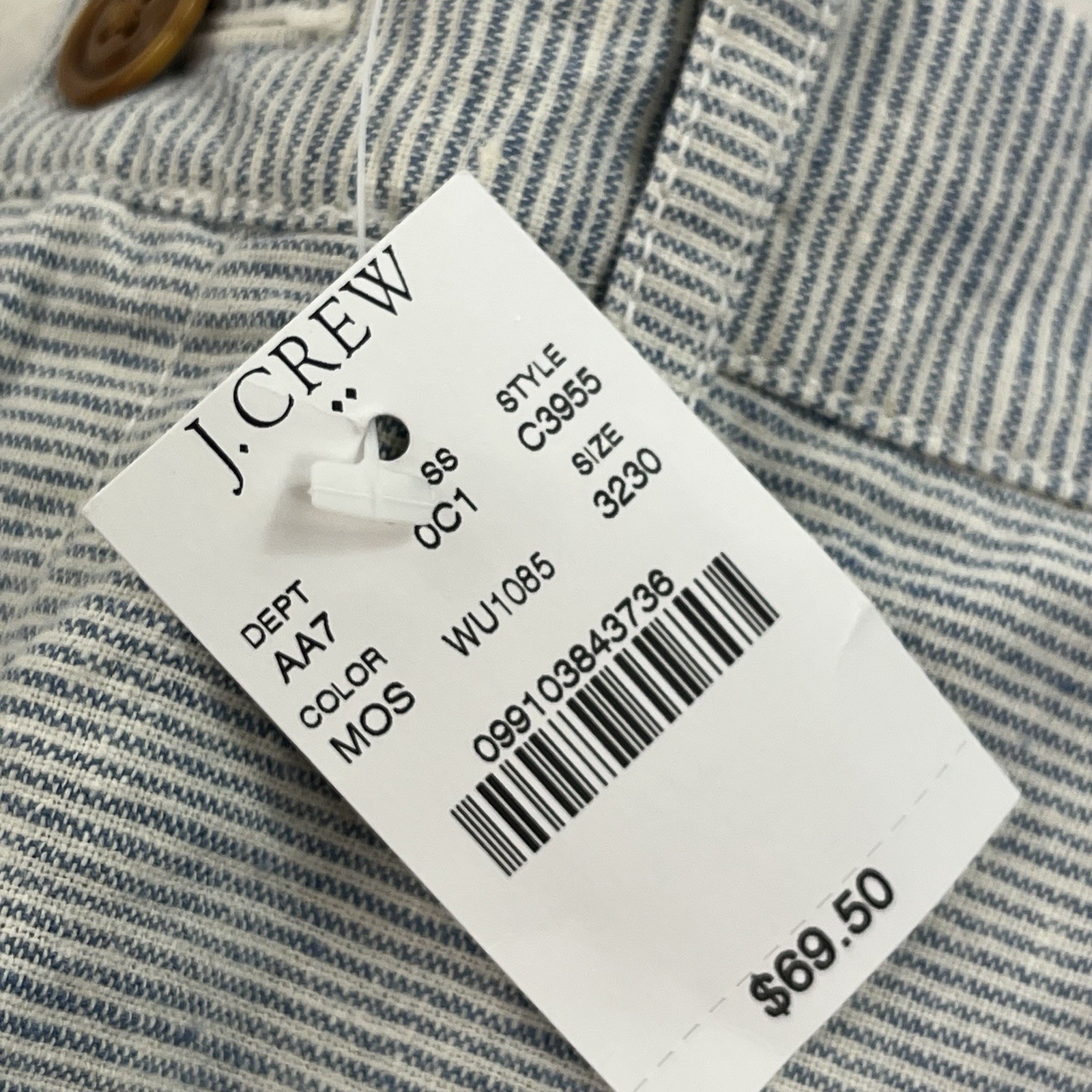 New J. Crew The Sutton Chino Pinstripe Cotton Pants Summer 32×30 Preppy Vacation