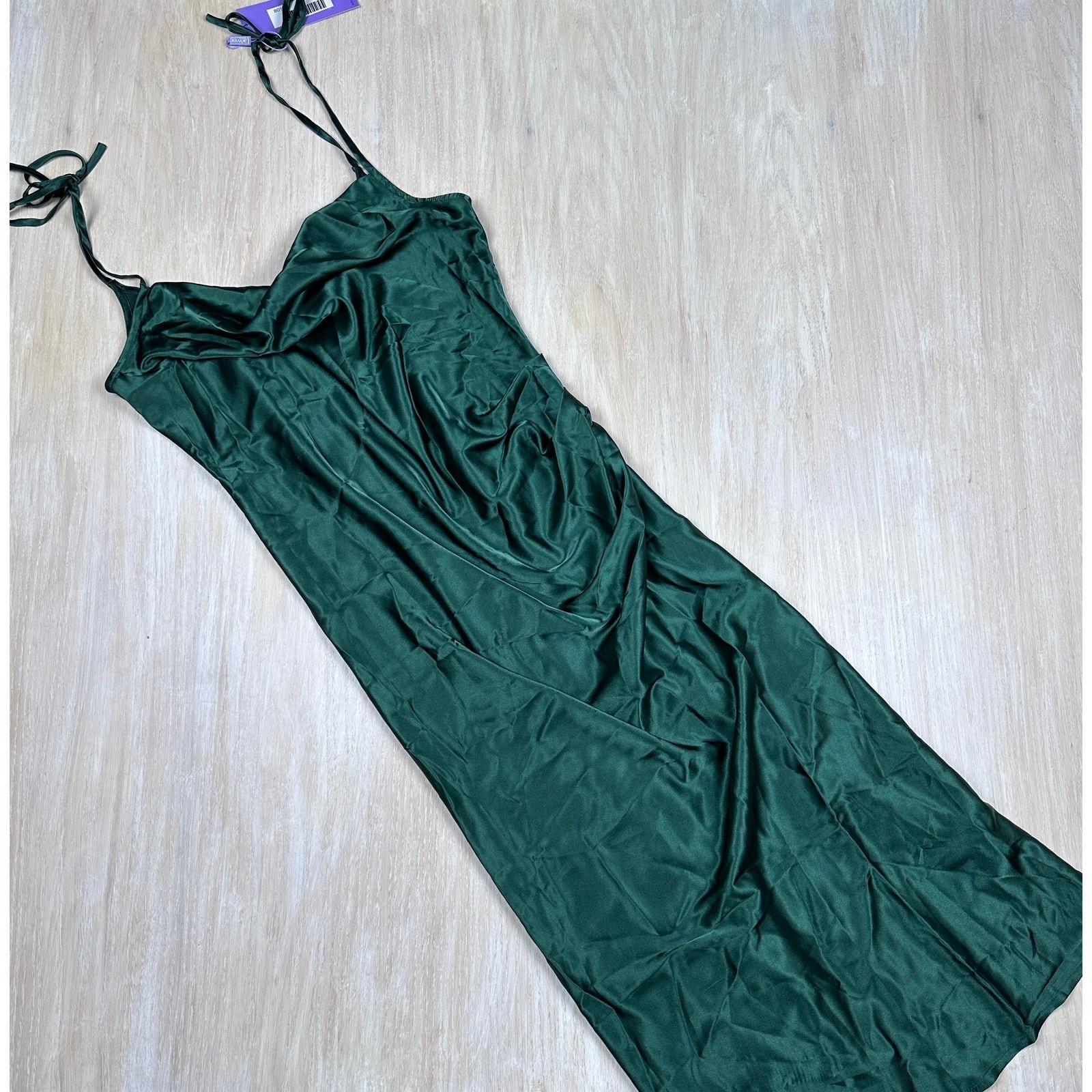 NWT Ladivine by Cinderella Divine Emerald Slim Fit Satin Elegant Midi Dress XL