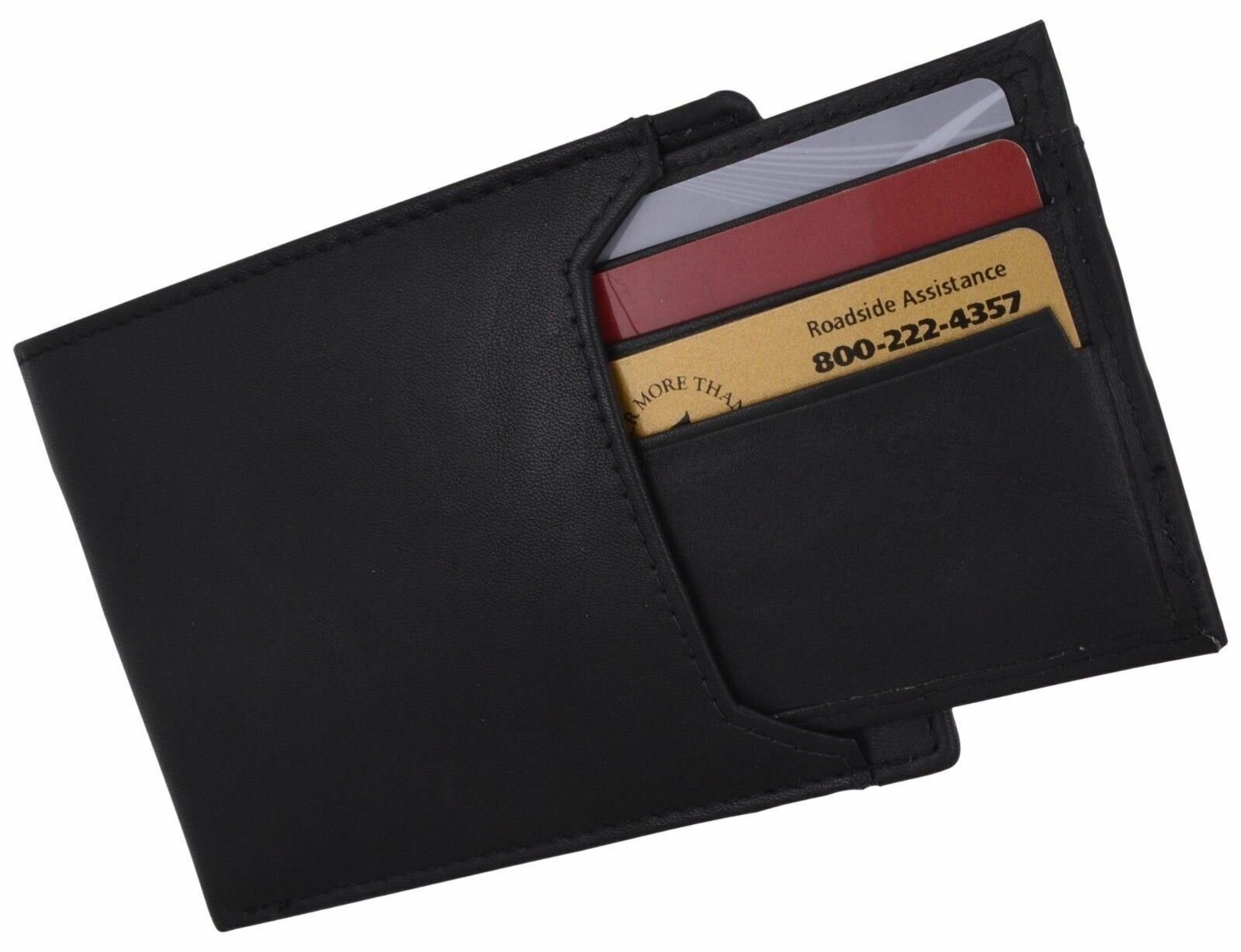 Mens Bifold Black Wallet Premium Leather Front Removable ID/Card Holder Wallet