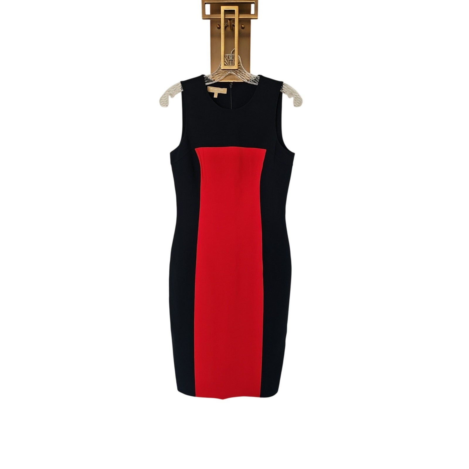 Michael Kors Italy Navy Red Colorblock Virgin Wool Tailored Sheath Dress Size 6