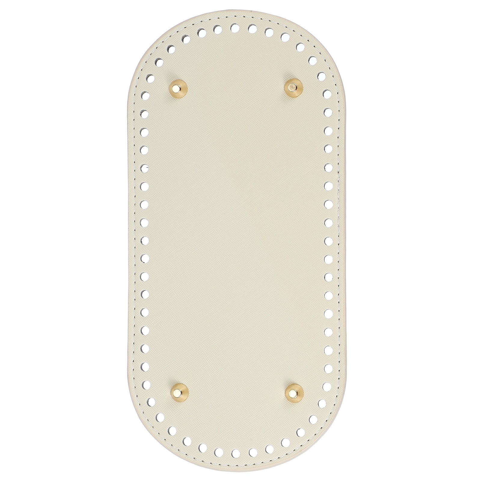 Oval PU Leather Bag Bottom Shaper with Holes & Nails 9.8×4.7 Inch Beige