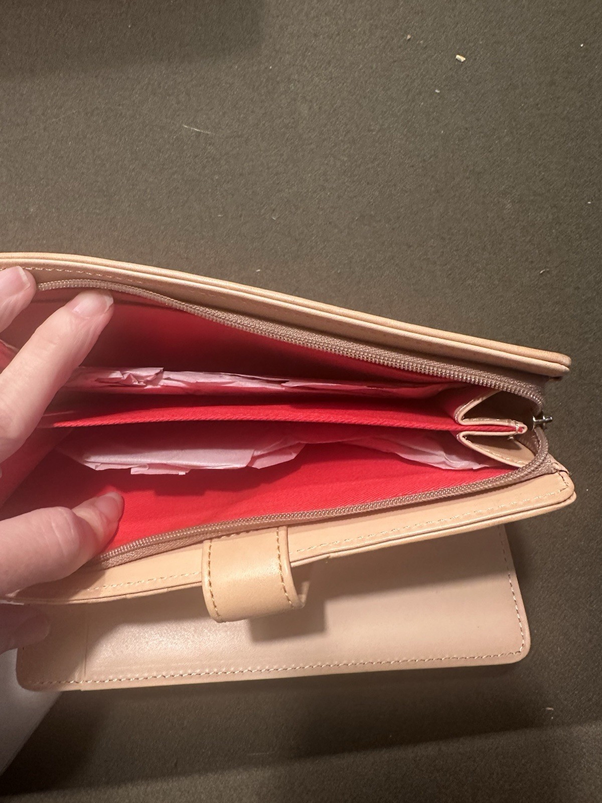 Dooney and Bourke crossword vintage Cherry red Zip-Around Checkbook Wallet Y2K