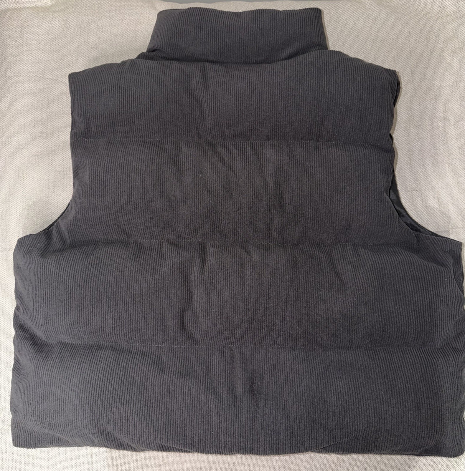 GeeGee Erika Puffy Vest Charcoal Grey Corduroy Puffer Sleeveless Vest Womens 3X
