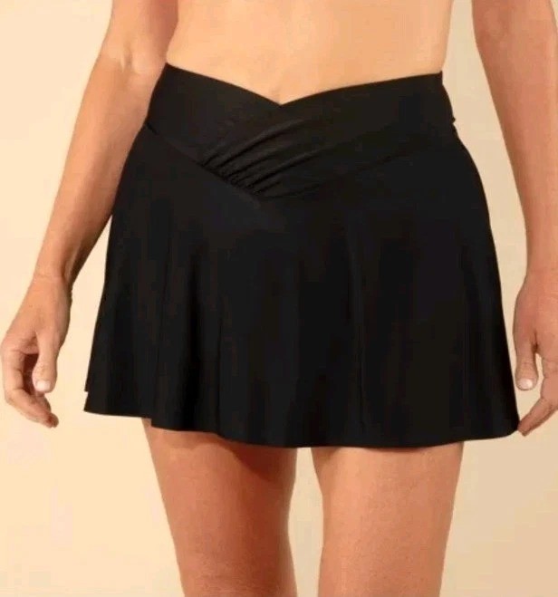 NWT~ Lands End Black Women’s Swimsuit Skirt With Built in Brief – Size Large