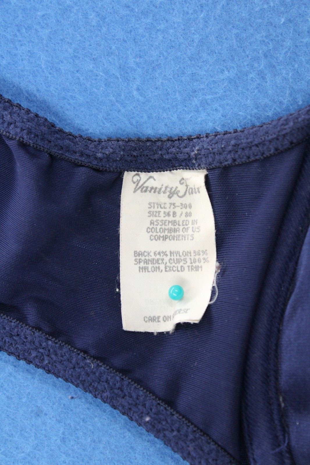 Vanity Fair VTG Underwire Lined Foam Blue Demi Bra Size 36B #B8969