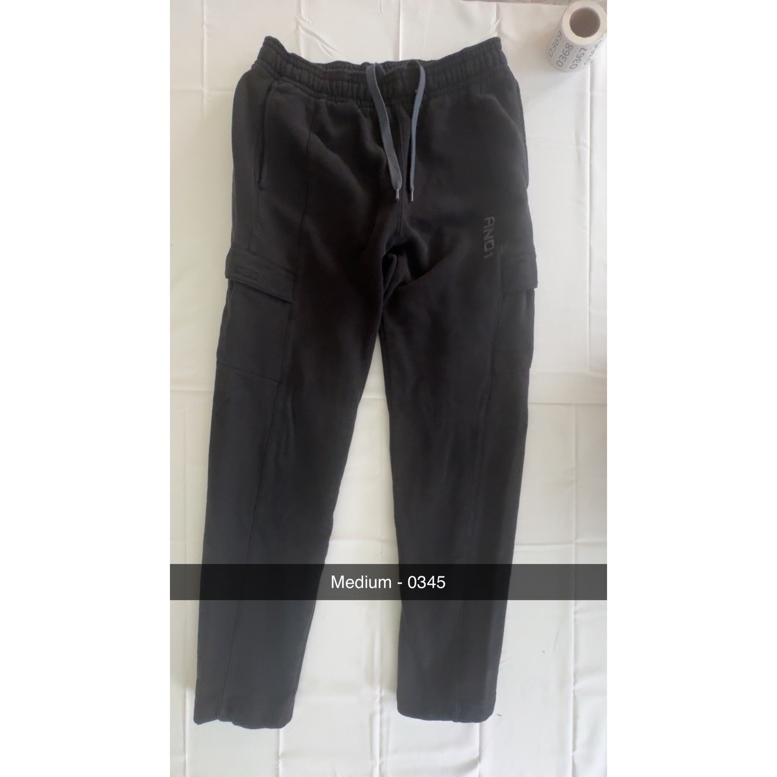 AND1 Mens Fleece Cargo Joggers Black Athletic Sweatpants Pockets Medium M