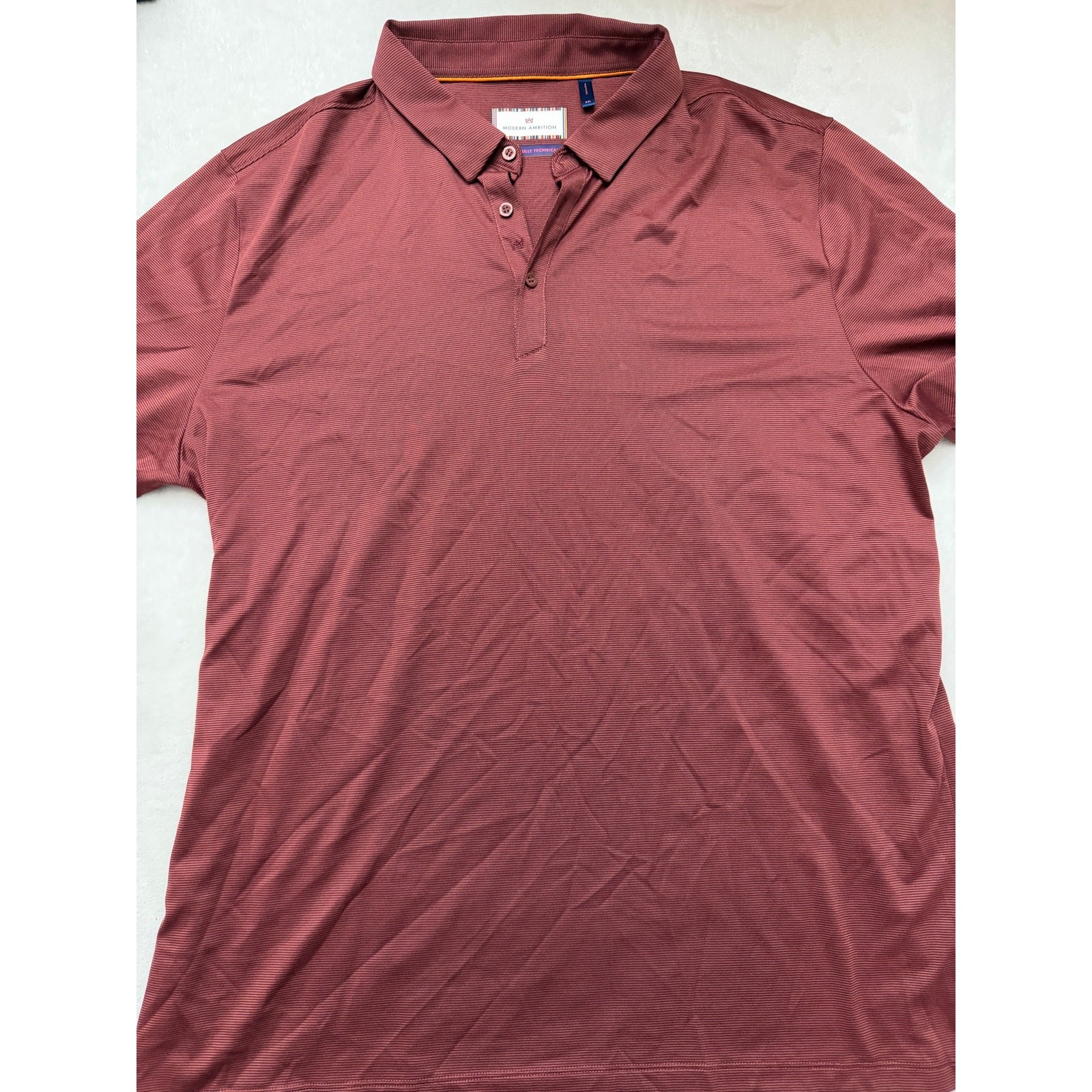 Modern Ambition Men’s 2XL Delightfully Technical Short Golf Polo Shirt Burgundy