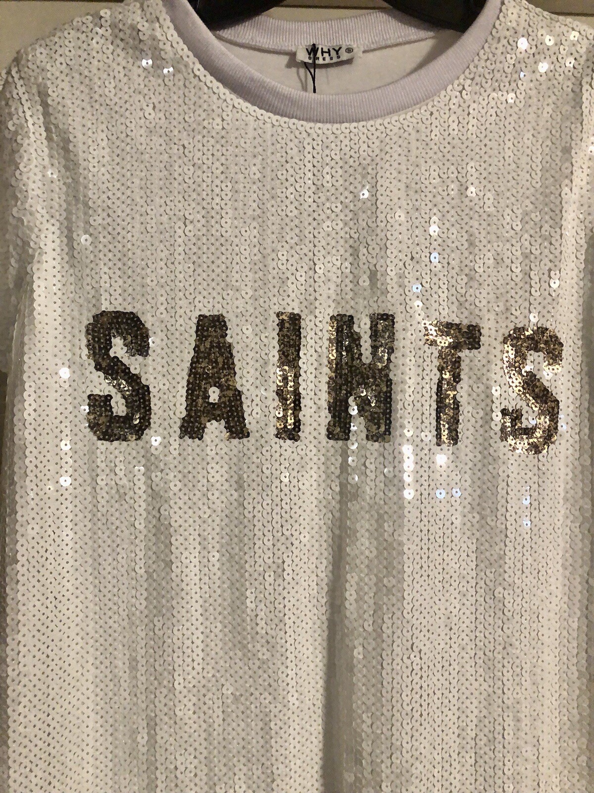 NWT Why Coastal Preppy Old Money NOLA Sparkle Sequin Saints Quiet Luxury Size S