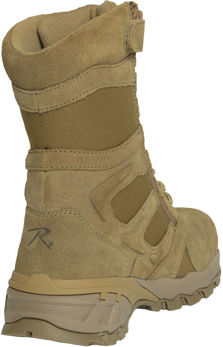 Rothco Coyote Brown AR 670-1 Tactical Deployment Side Zipper Boots Composite Toe