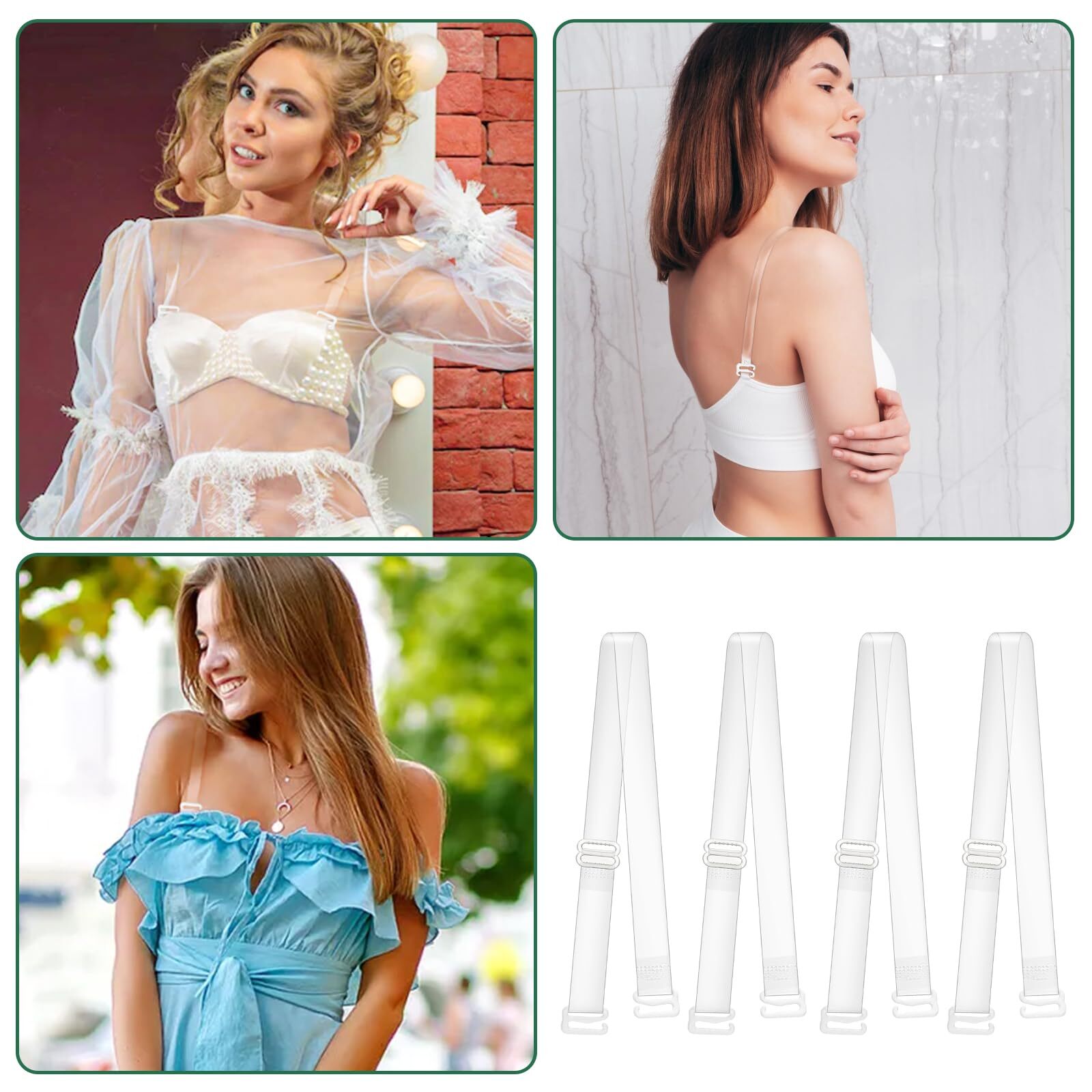 4 Pairs Clear Bra Straps Invisible Bra Straps Non Slip Bra Shoulder Straps
