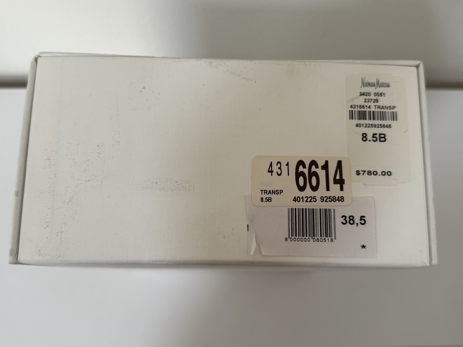 Amina Muaddi Transparent PVC Slingback Pumps Clear Silver Size 38.5 NEW