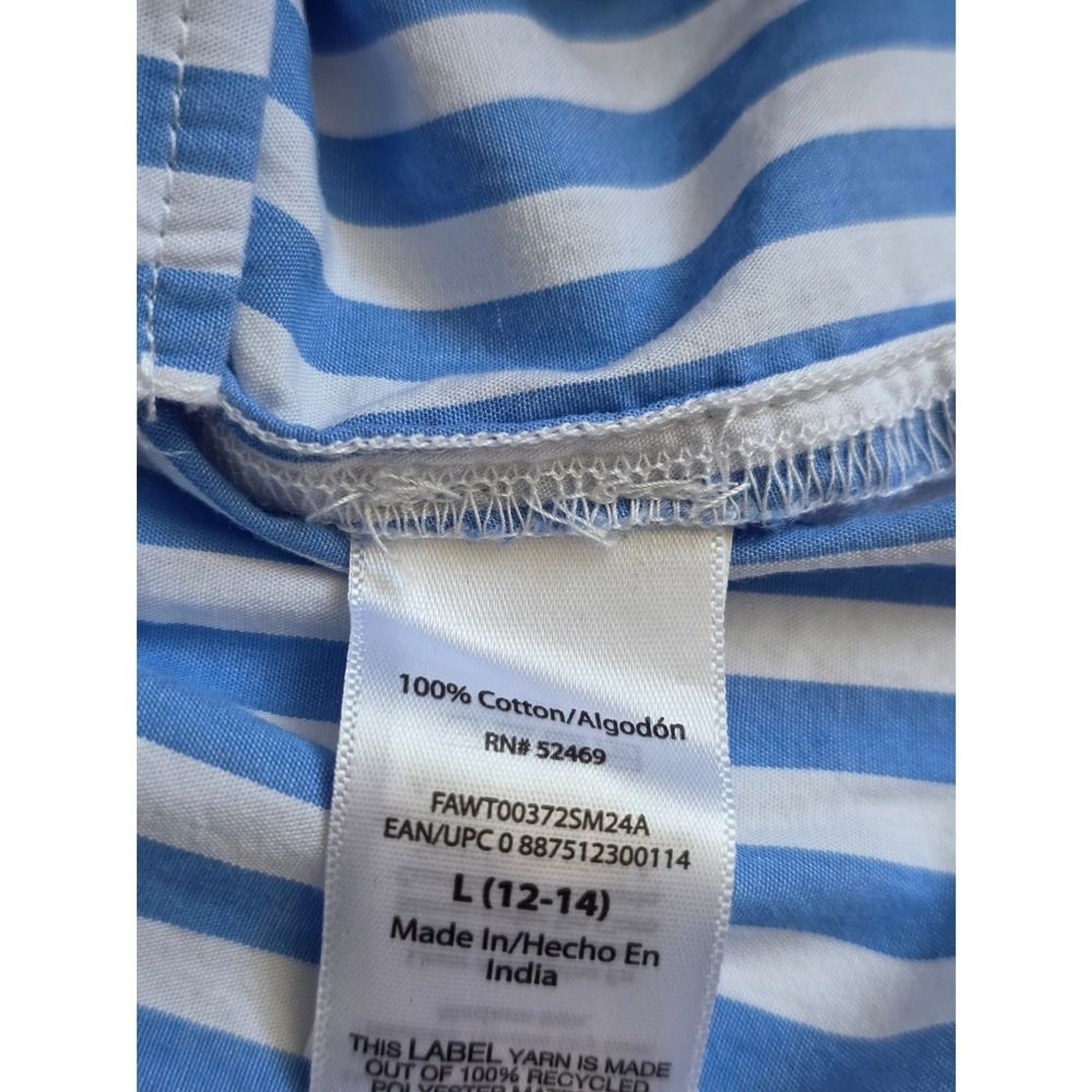 Free Assembly Ruffle Stripe Top L Blue White Sleeveless Cotton Coastal Preppy