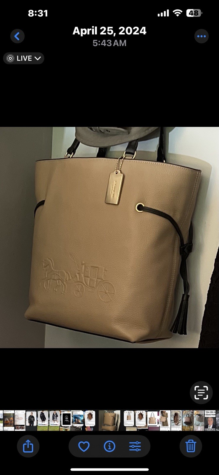 Coach Andy Tote Taupe