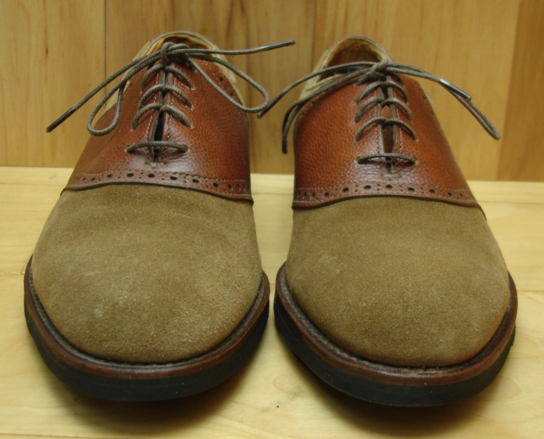 Men’s 8.5 D COLE HAAN Brown Suede Leather Saddle Oxford Shoes US MADE Vibram