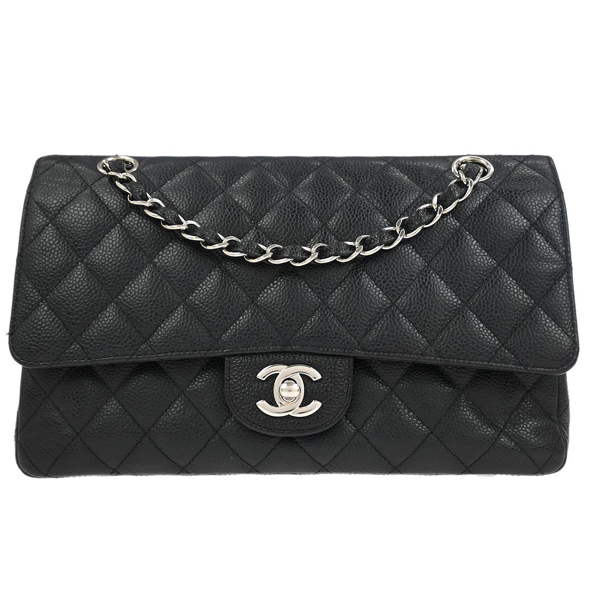 Chanel Black Calfskin Medium Classic Double Flap Shoulder Bag 116788