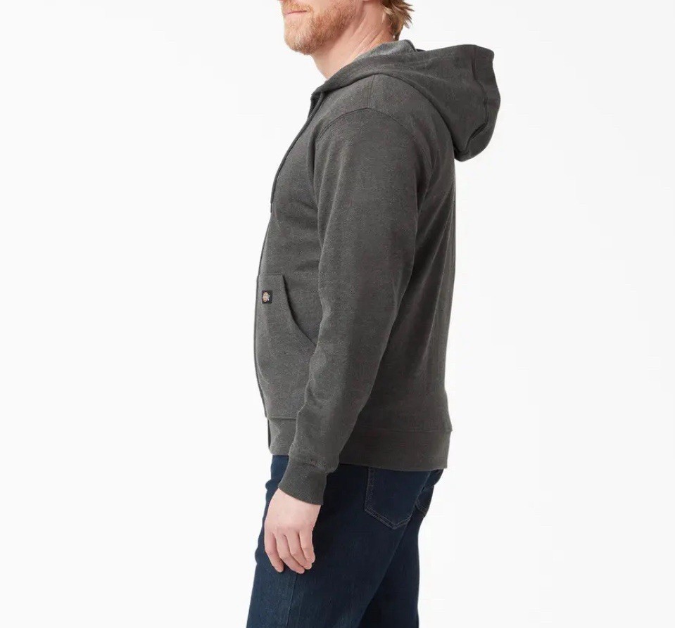 Dickies Midweight Fleece Full Zip Hoodie Sweatshirt TW291 Dark Heather Gray Sz L