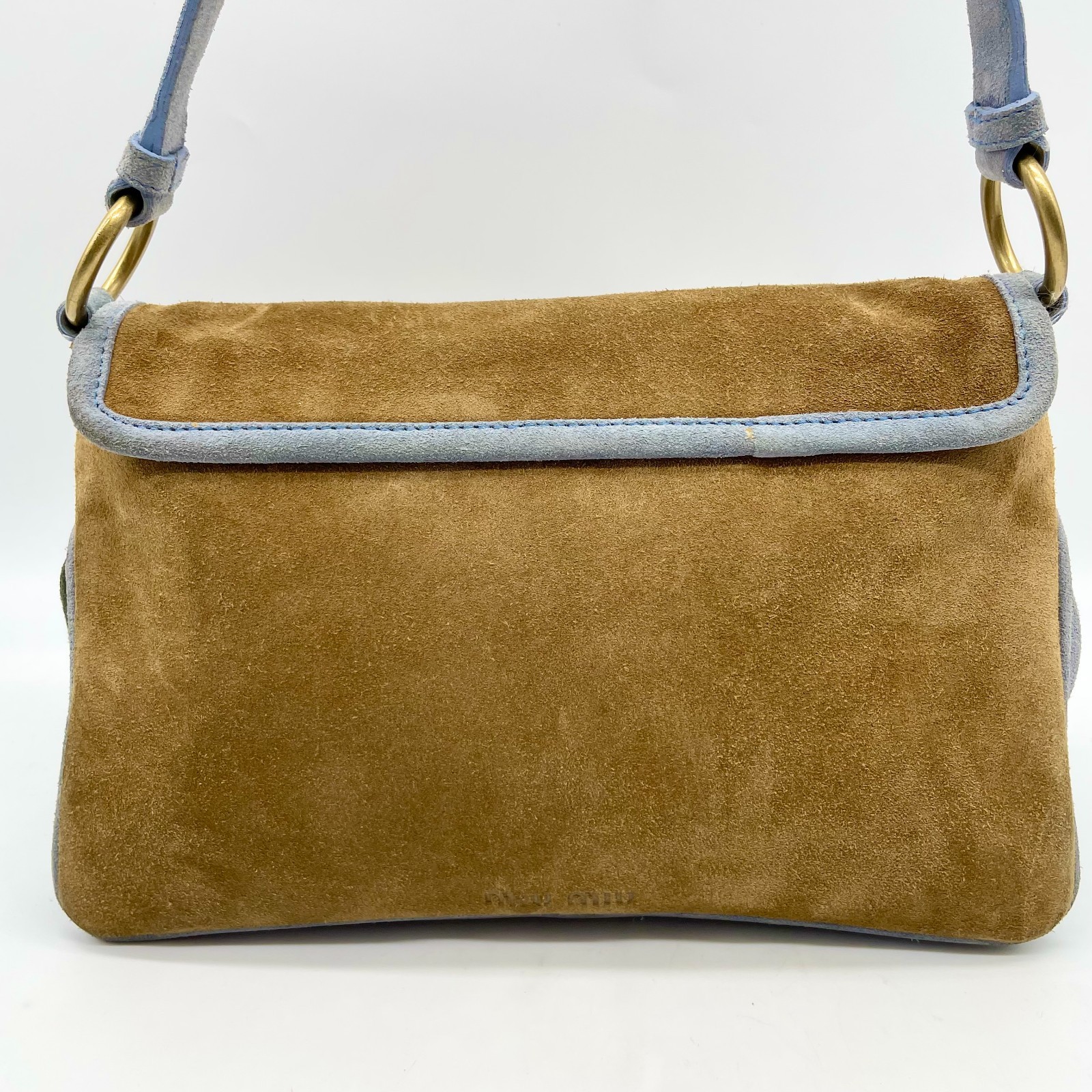Miu Miu Handbag Hobo Shoulder bag Brown Suede Leather Y2K Archive 117 Authentic