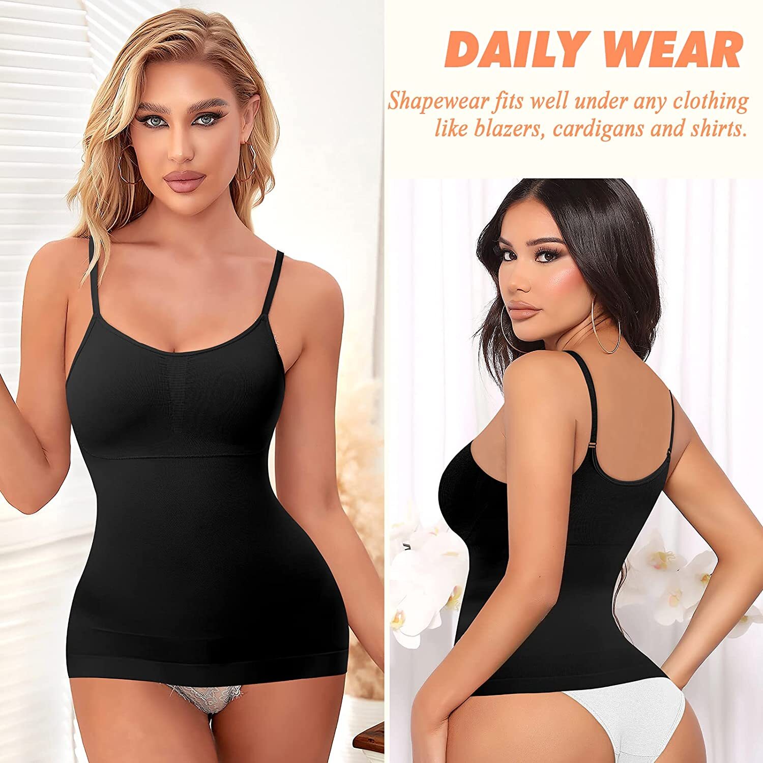 Women Shapewear Cami with Built in Bra Tummy Control Compression Tank Top Shaper