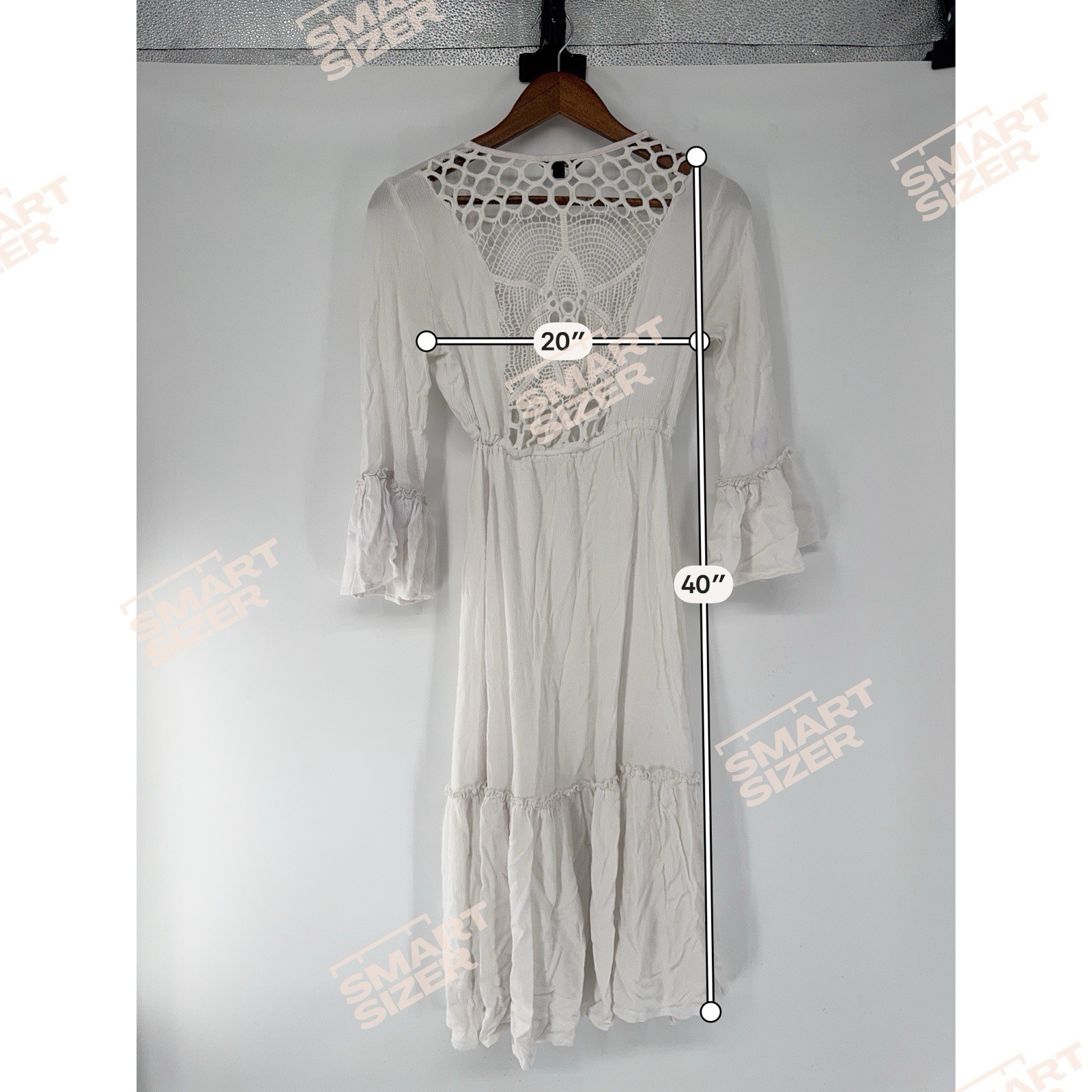 S Long Kimono Duster Coverup White Crochet Maxi Beach Boho Renaissance Festival
