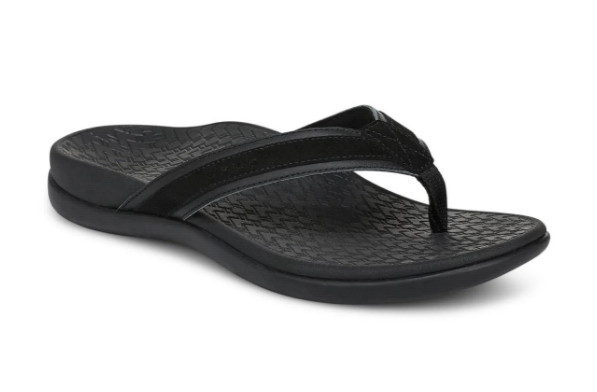 Vionic Women’s Tide 2.0 Toe Post Sandal, Black Suede