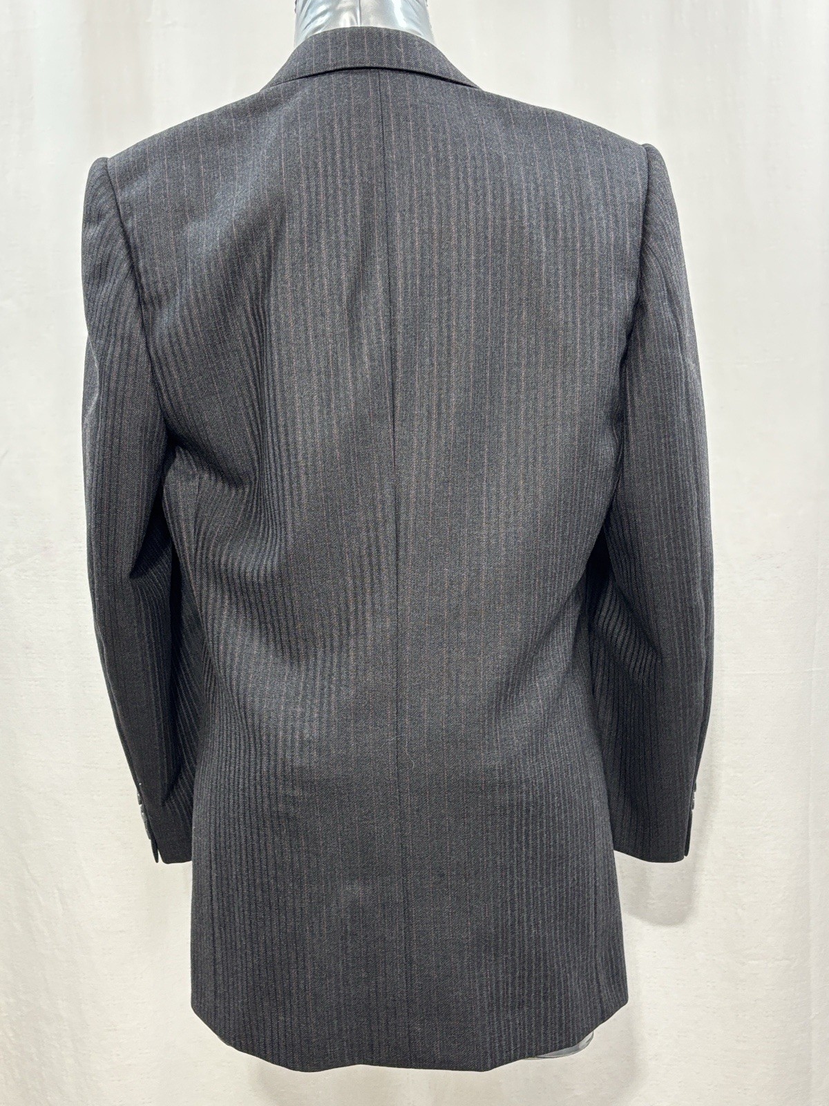 Classic Women’s Charcoal Pinstripe Two-Button Blazer Office work corporate chic