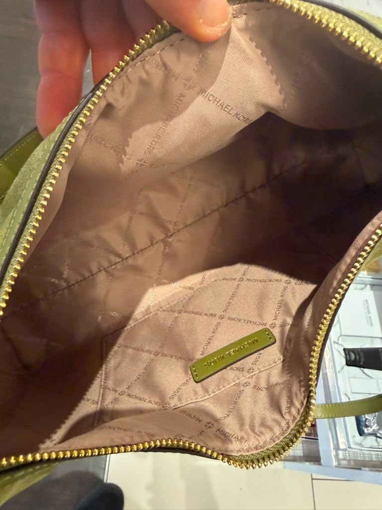 Michael Kors Sammy Lady Medium Bonded Leather Handbag Purse Shoulder Bag Oregano