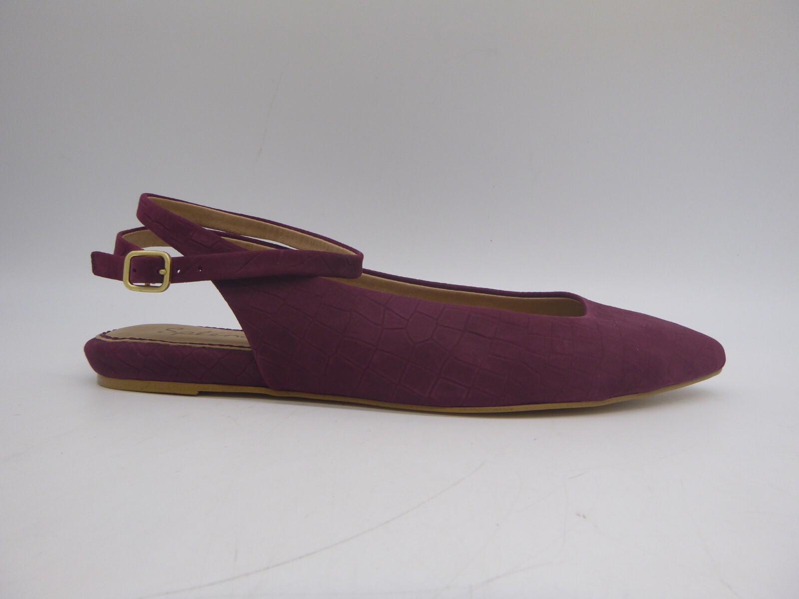 Splendid Selia Burgundy Purple Slingback Flats Sz 8 M Ankle Strap Snake Embossed