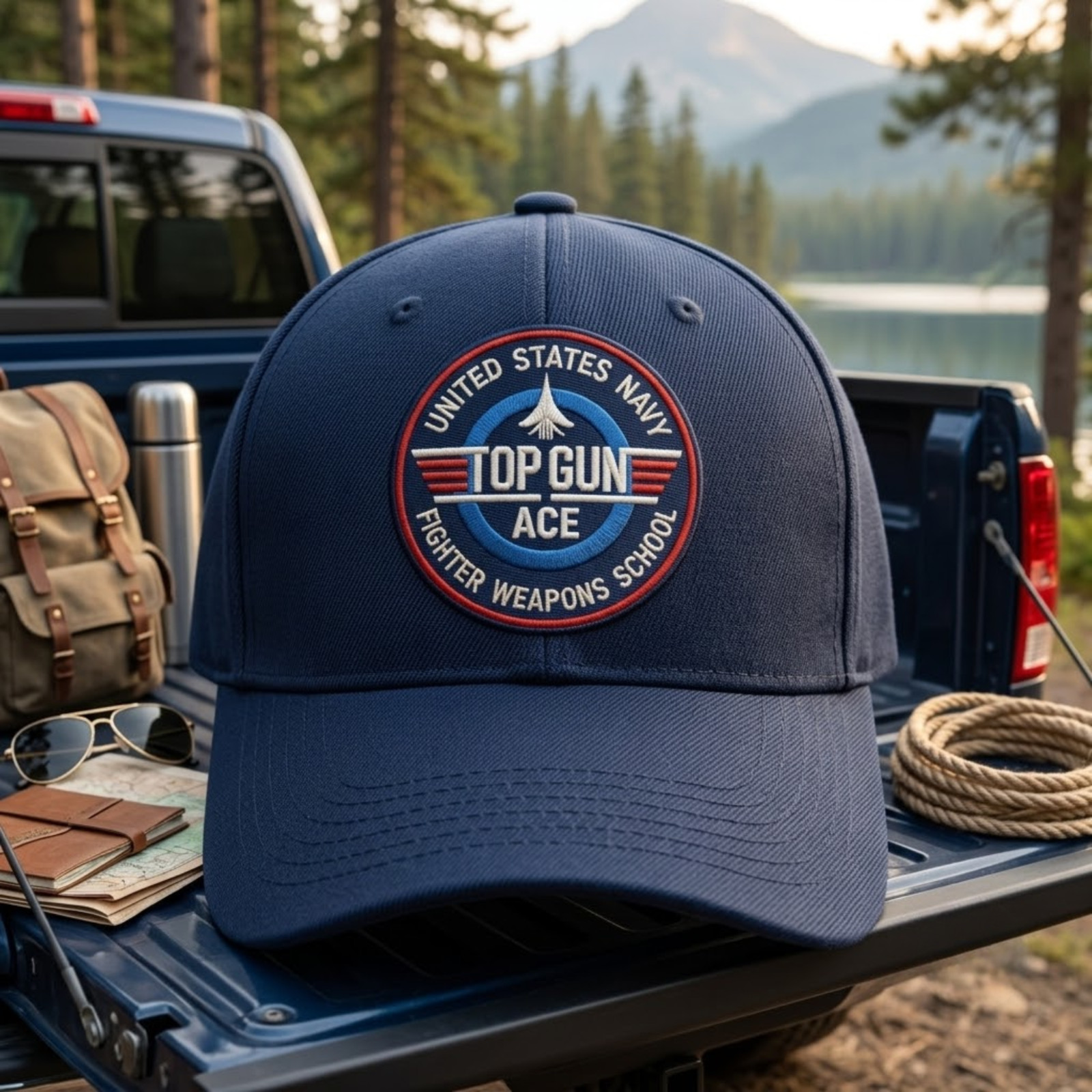 Embroidered Top Gun Hat, Fighter Weapons School Cap, Military Pilot Dad Hat