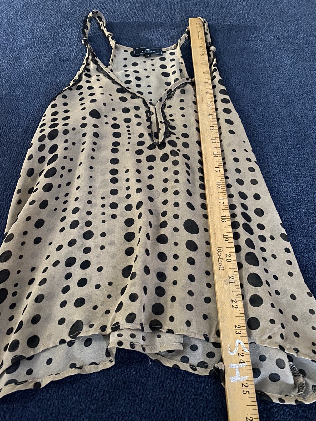 Vintage Sheer Polka Dot Lace Flowing Tank Top Twee Retro Hippie Boho Mod 90s Y2K