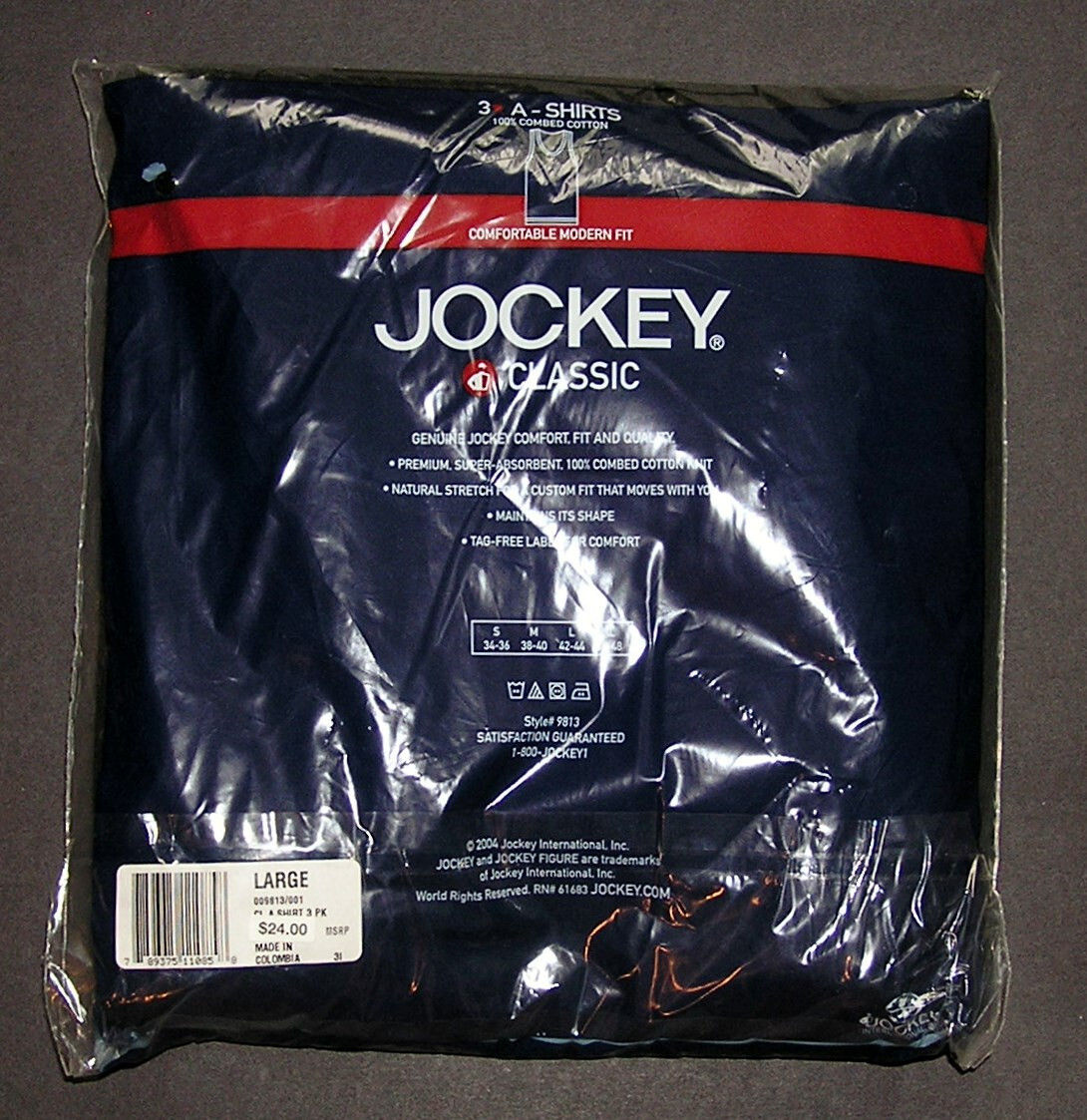 Men’s Jockey Classic A-Shirts – 100% Combed Cotton Large – black