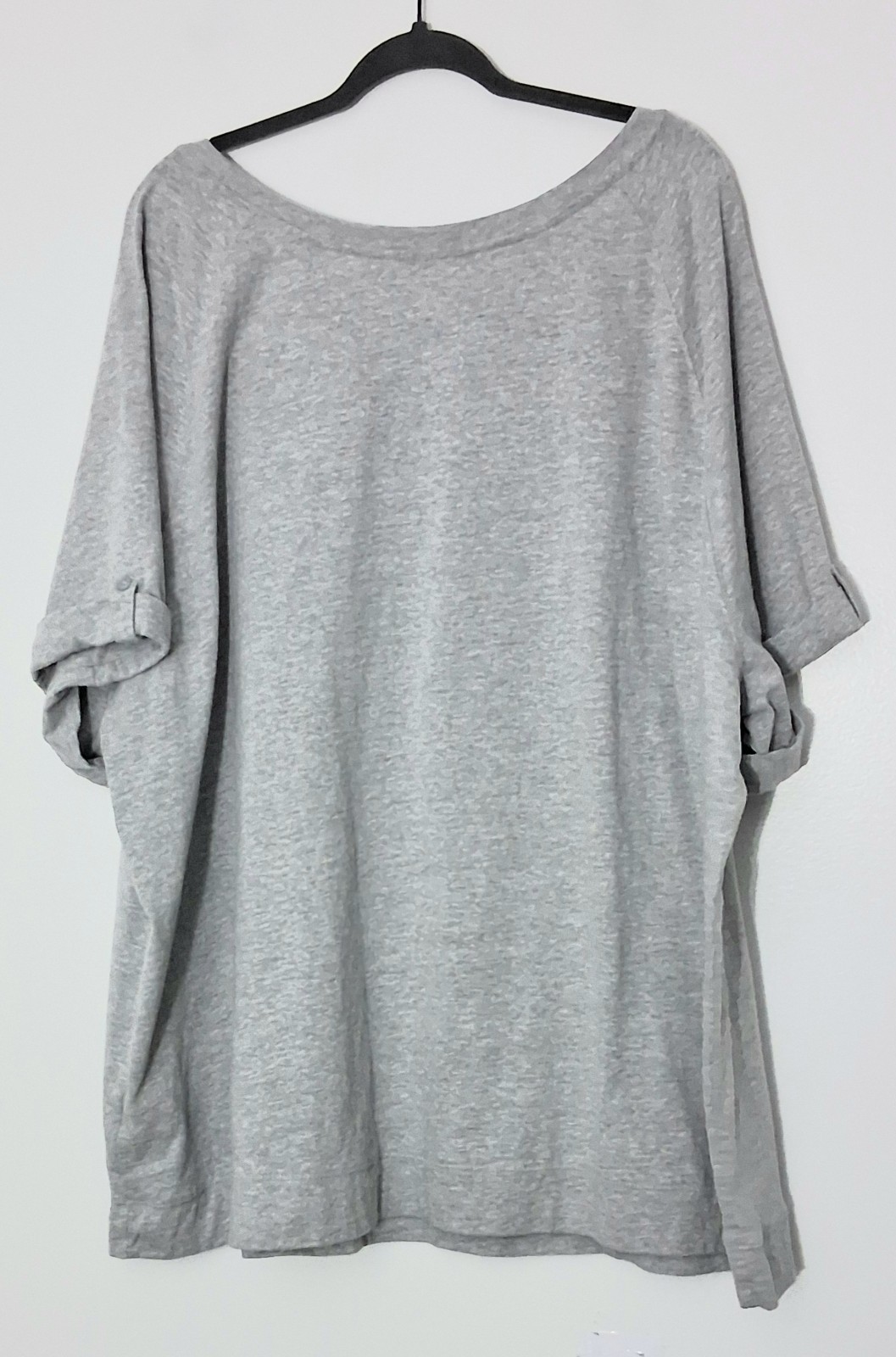 Woman Within Kangaroo Pocket Tee Size 34/36 Gray Butterfly American Flag Preowne