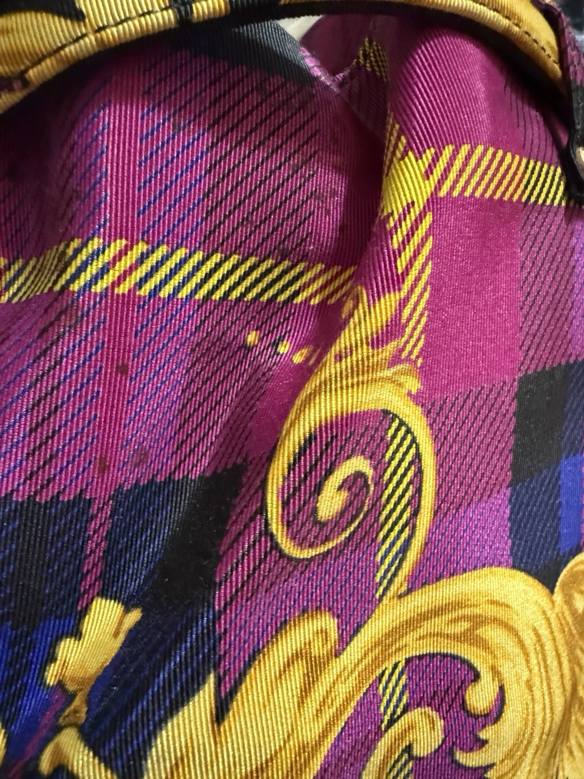 Vtg Gianni Versace Pink Plaid Baroque Shoulder Bag