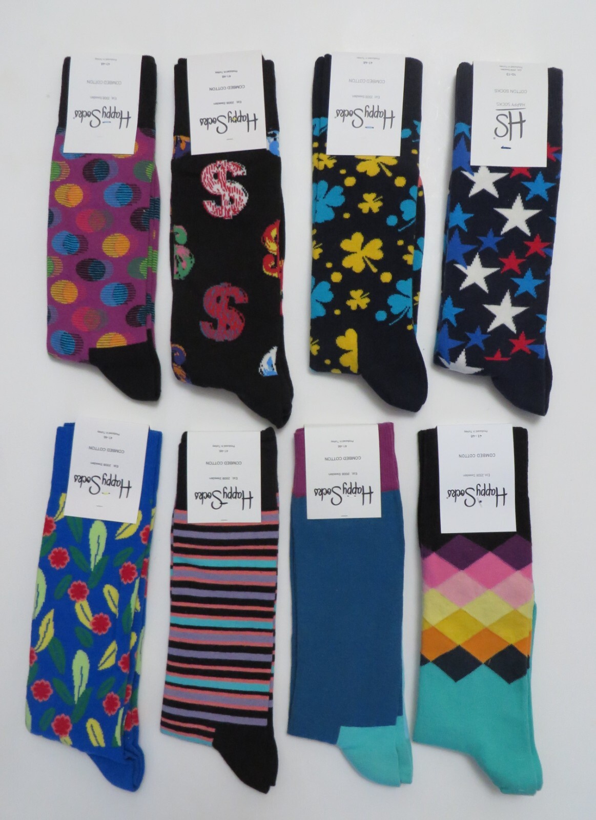 Happy Socks Men’s Classic Crew Sock, Shoe Size 10 – 13 Combed Cotton 1 Pack Long
