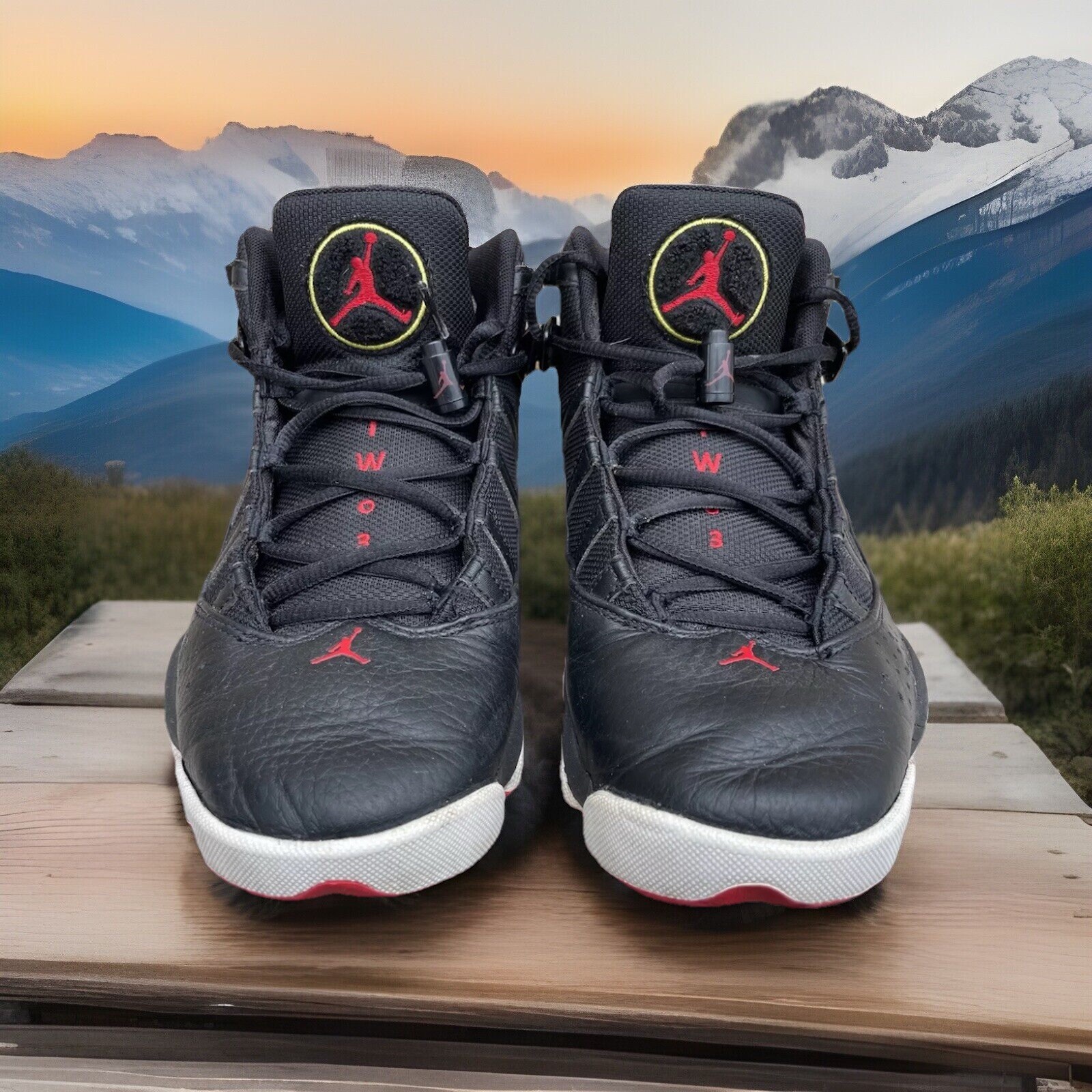 🔥 Nike Air Jordan 6 Rings • 322992-063 Black & Red Basketball Shoes Men Sz 8.5