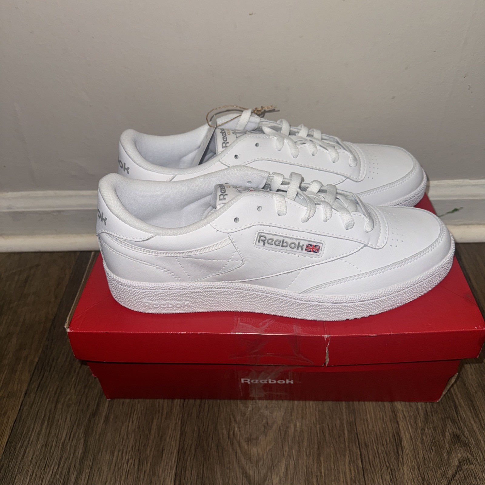 -Reebok Club C 85 Classic Men’s White Low Top Lace-Up Sneakers Solid Mens 11