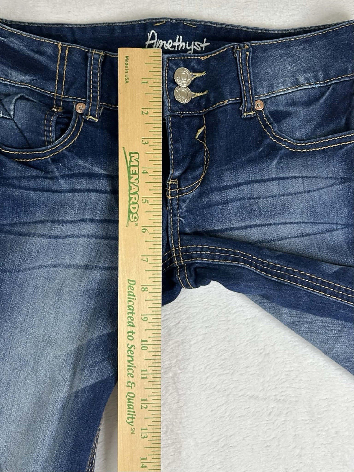 Amethyst Juniors Size 5 Dark Wash Bootcut Jeans Double Button Waist